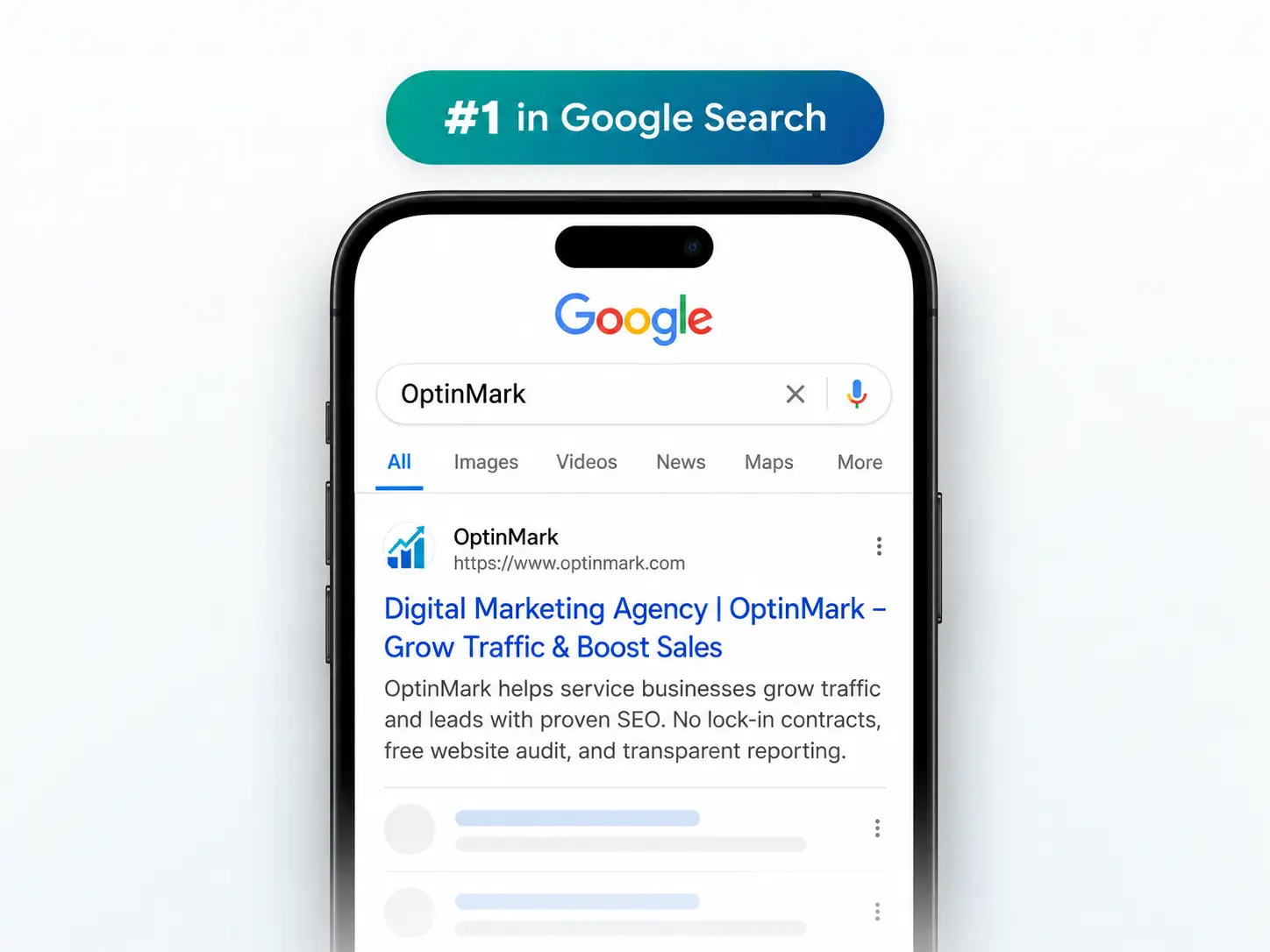 Illustration of OptinMark appearing in Google Search